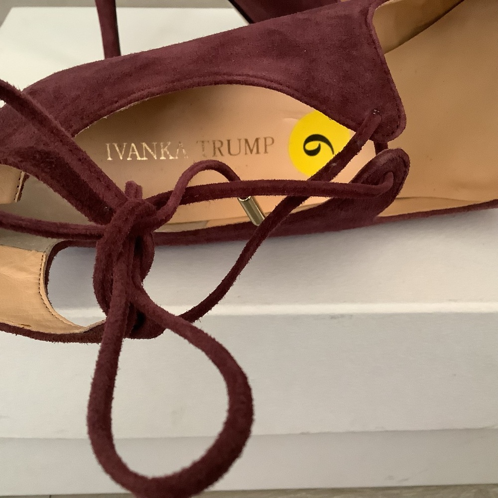Ivanka Trump Burgundy Lace-Up Heels - Picture 5 of 7
